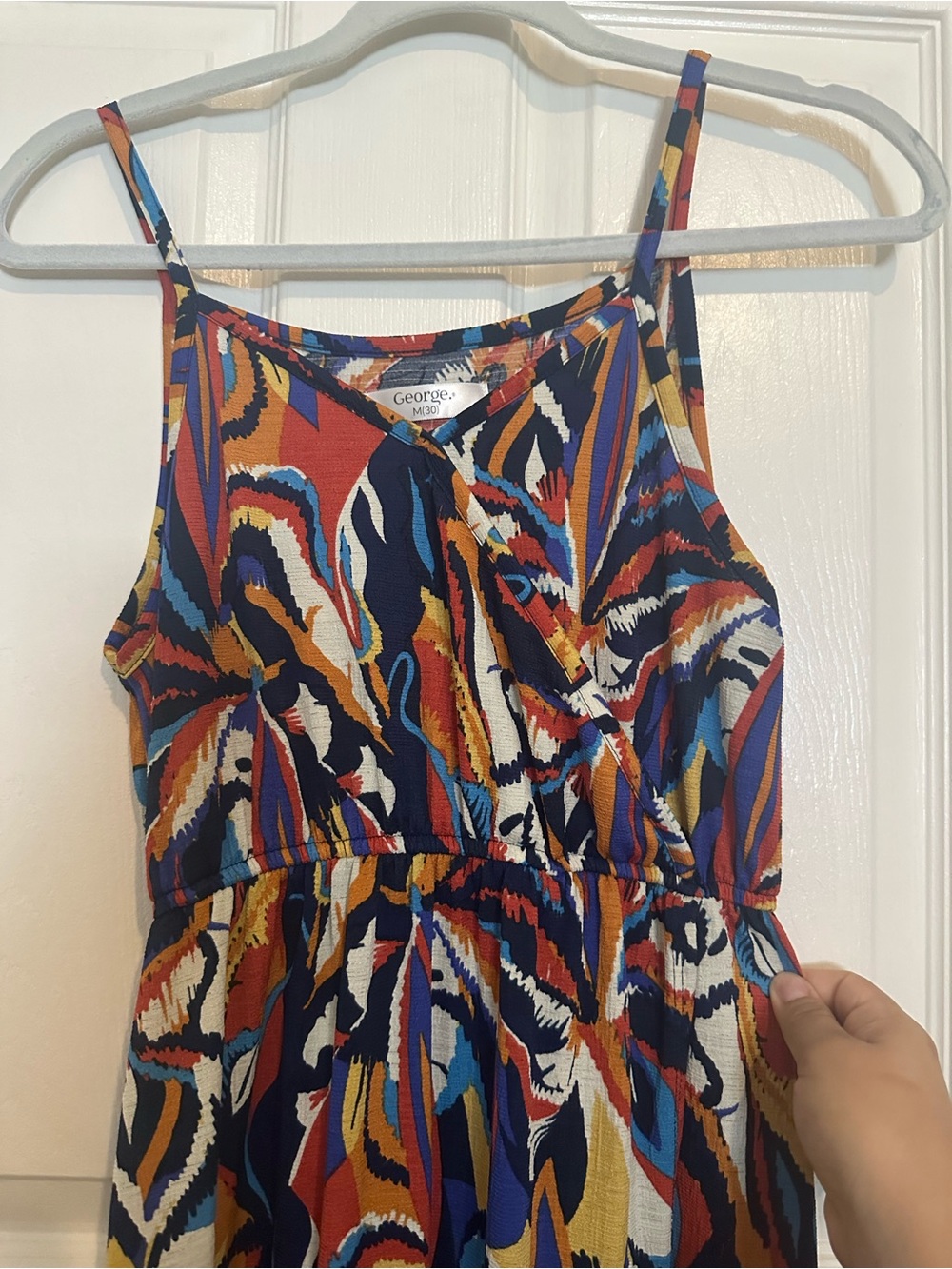 George Multicolor Abstract Print Maxi Dress with Front Slit